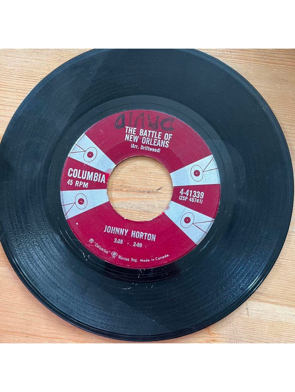Johnny Horton-The Battle of New Orleans/All for the Love of a Girl 45rpm VG+ R08